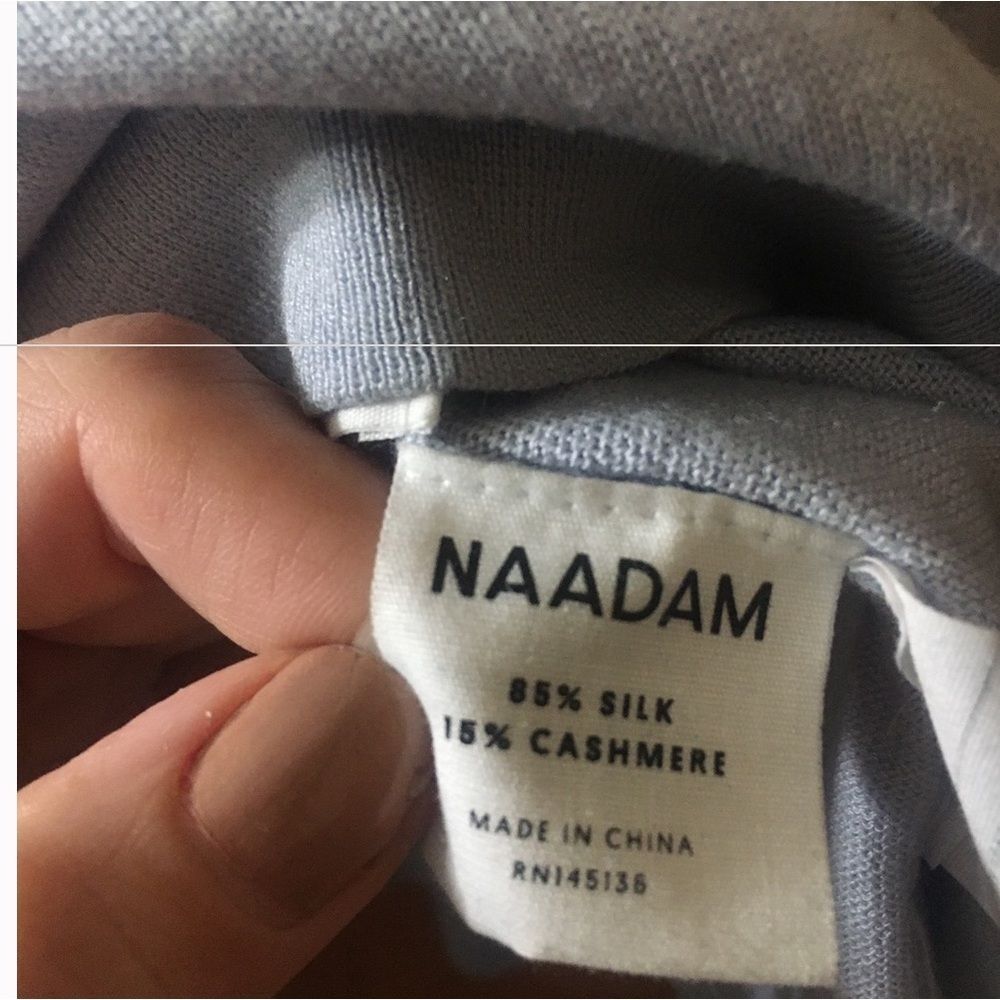 Naadam Cashmere Silk Blend Scoop Neck Soft Classic Sweater Light Blue Size Small - Picture 4 of 6